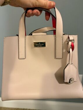 kate spade blush leather crossbody with Red Trim